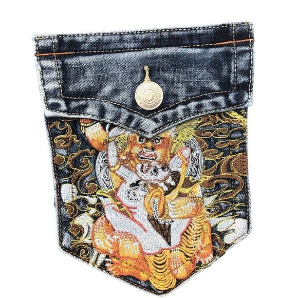 Brand New Vintage True Religion Embroidered Jeans Size 36 JOEY Blue - Picture 11 of 15